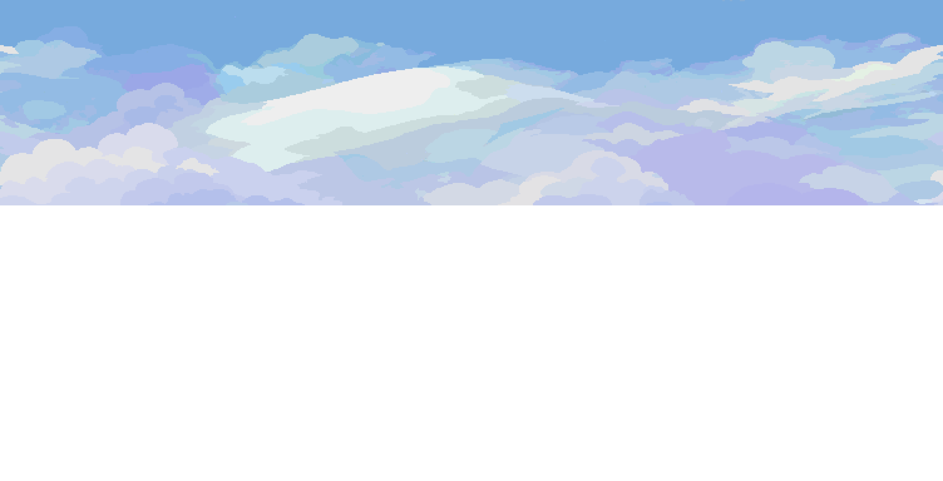 Soft blue and lavender pixel-art clouds